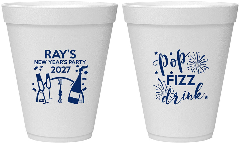 Personalized New Years 12 oz Foam Cups - 2027 Pop Fizz Drink | 170007