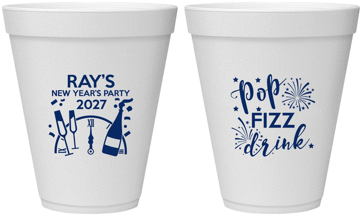 Personalized New Years 12 oz Foam Cups - 2027 Pop Fizz Drink | 170007