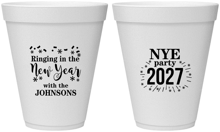 Personalized New Years 12 oz Foam Cups - 2027 Ringing In | 170013