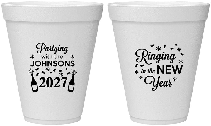 Personalized New Years 12 oz Foam Cups - 2027 Ringing In | 170014