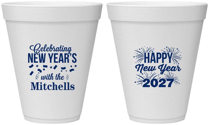 Personalized New Years 12 oz Foam Cups - 2027 Nye Confetti | 170015