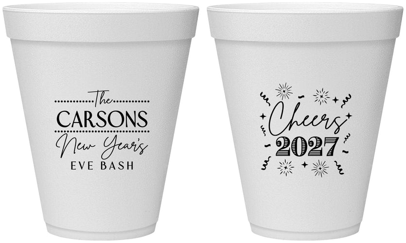 Personalized New Years 12 oz Foam Cups - 2027 Cheers | 170018