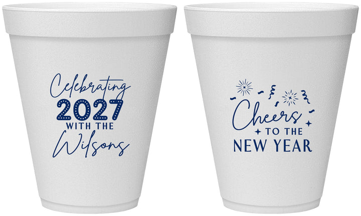 Personalized New Years 12 oz Foam Cups - 2027 Cheers | 170019