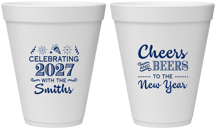 Personalized New Years 12 oz Foam Cups - 2027 Cheers | 170023