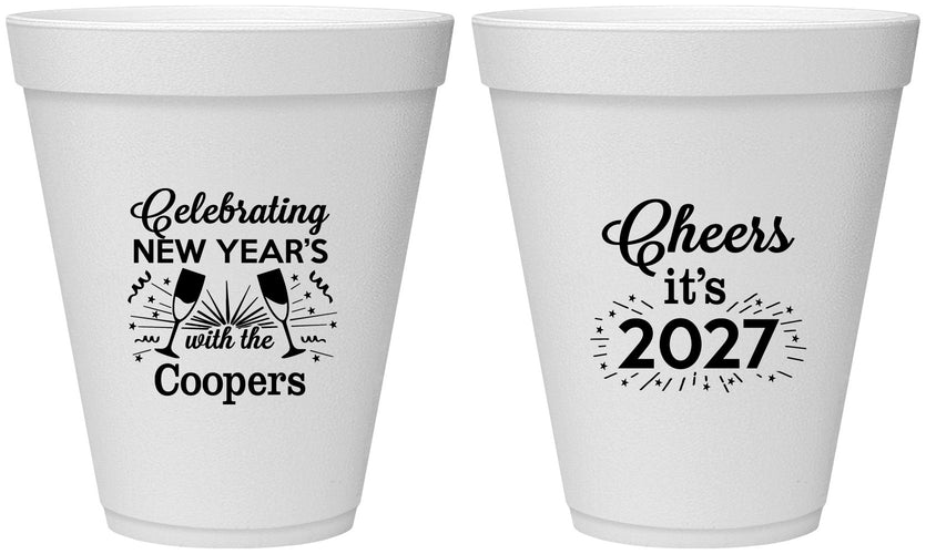 Personalized New Years 12 oz Foam Cups - 2027 Cheers | 170024