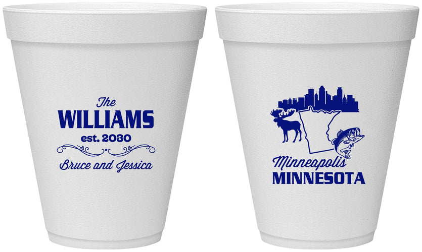 Personalized Wedding 12 oz Foam Cups - Minnesota | 172