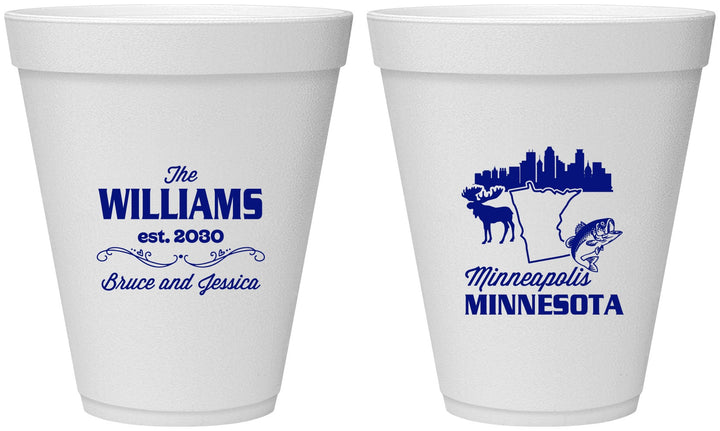 Personalized Wedding 12 oz Foam Cups - Minnesota | 172