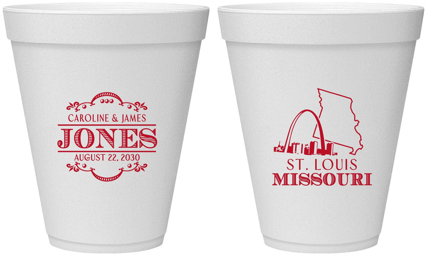 Personalized Wedding 12 oz Foam Cups - Missouri | 174
