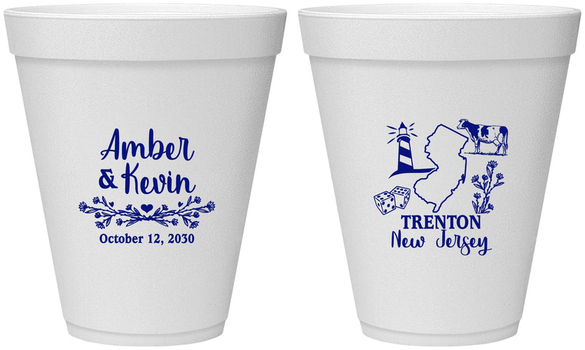 Personalized Wedding 12 oz Foam Cups - New Jersey | 179