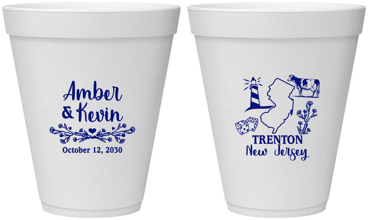 Personalized Wedding 12 oz Foam Cups - New Jersey | 179