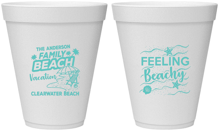 Personalized Family Vacation 12 oz Foam Cups - Feeling Beachy | 180002