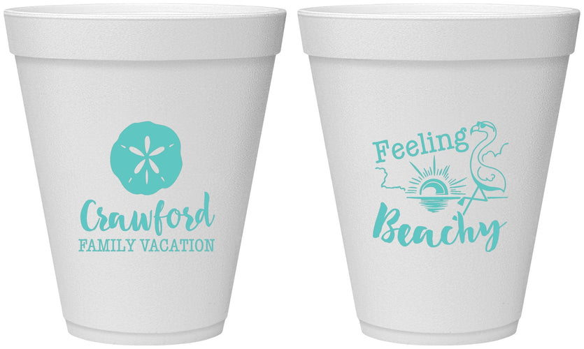 Personalized Family Vacation 12 oz Foam Cups - Feeling Beachy | 180009