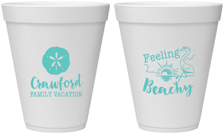 Personalized Family Vacation 12 oz Foam Cups - Feeling Beachy | 180009