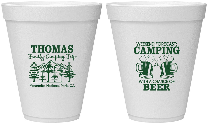 Personalized Family Vacation 12 oz Foam Cups - Camping Park | 180013