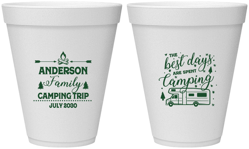 Personalized Family Vacation 12 oz Foam Cups - Camping Trip | 180017