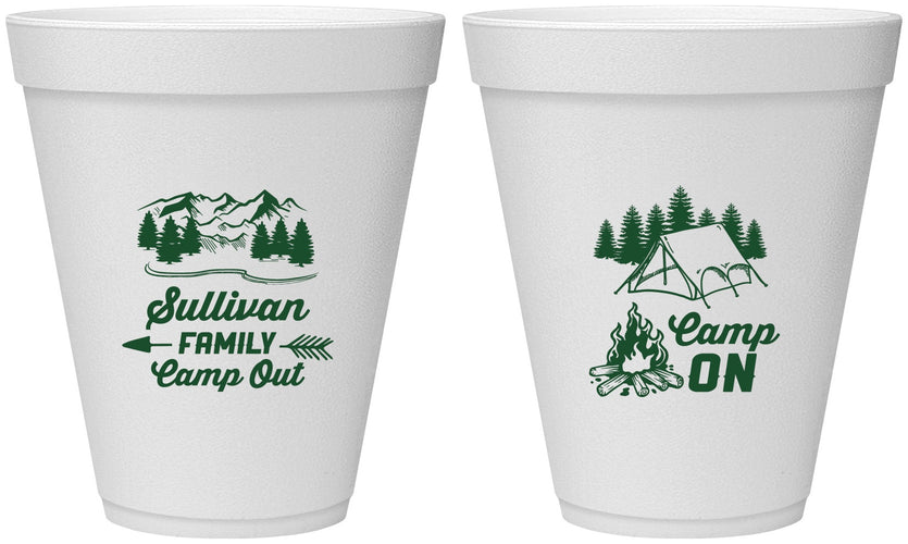Personalized Family Vacation 12 oz Foam Cups - Family Camp Out | 180019