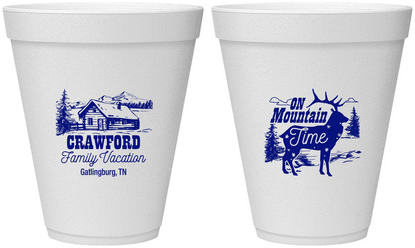Personalized Family Vacation 12 oz Foam Cups - Mountain | 180027