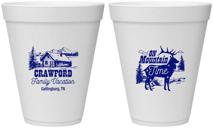 Personalized Family Vacation 12 oz Foam Cups - Mountain | 180027