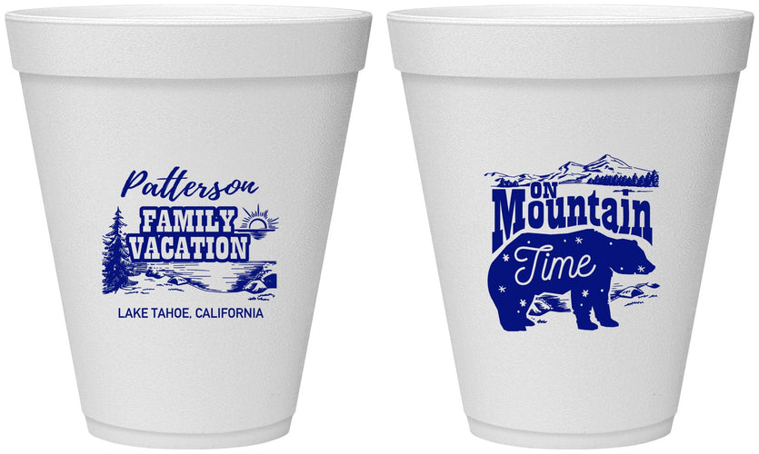 Personalized Family Vacation 12 oz Foam Cups - Mountain | 180028