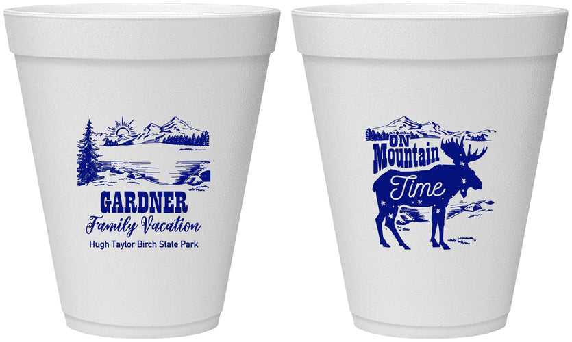 Personalized Family Vacation 12 oz Foam Cups - Mountain | 180029