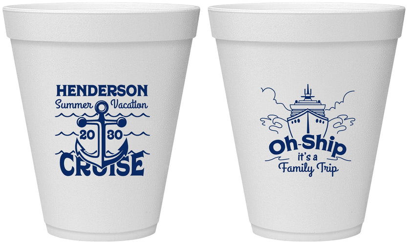 Personalized Family Vacation 12 oz Foam Cups - Oh Ship Cruise | 180032