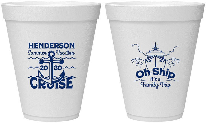 Personalized Family Vacation 12 oz Foam Cups - Oh Ship Cruise | 180032