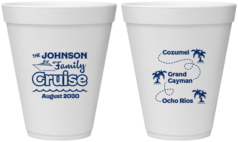 Personalized Family Vacation 12 oz Foam Cups - Cruise Ship | 180035
