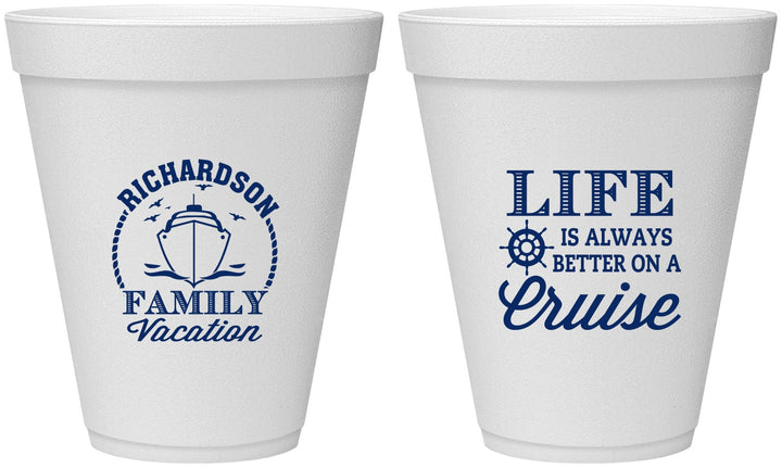 Personalized Family Vacation 12 oz Foam Cups - Cruise Ship | 180036