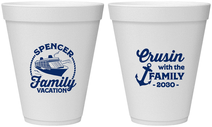 Personalized Family Vacation 12 oz Foam Cups - Cruisin Ship | 180037