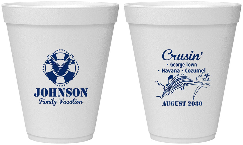 Personalized Family Vacation 12 oz Foam Cups - Cruisin Ship | 180039