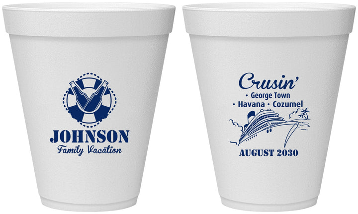 Personalized Family Vacation 12 oz Foam Cups - Cruisin Ship | 180039