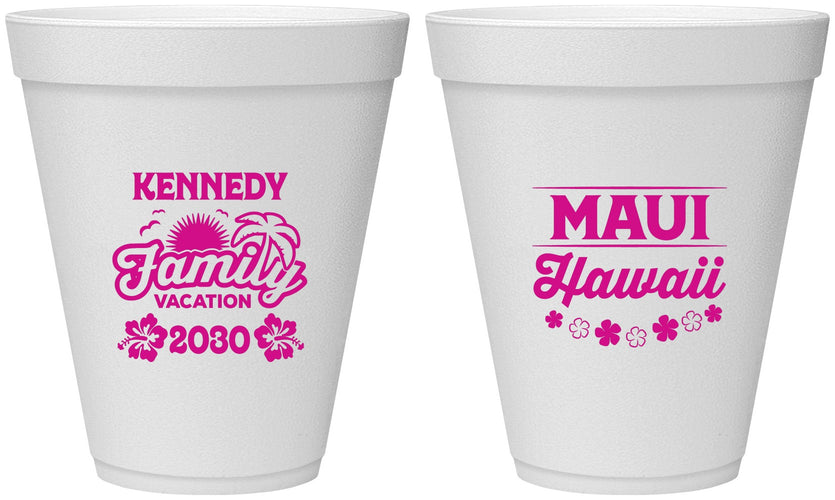 Personalized Family Vacation 12 oz Foam Cups - Hawaii | 180040