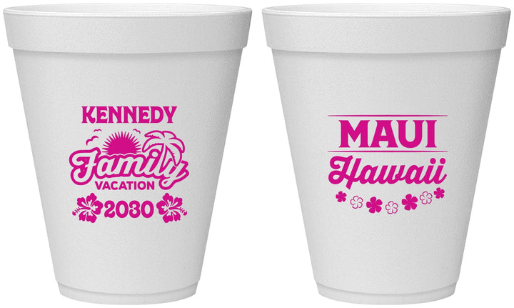 Personalized Family Vacation 12 oz Foam Cups - Hawaii | 180040