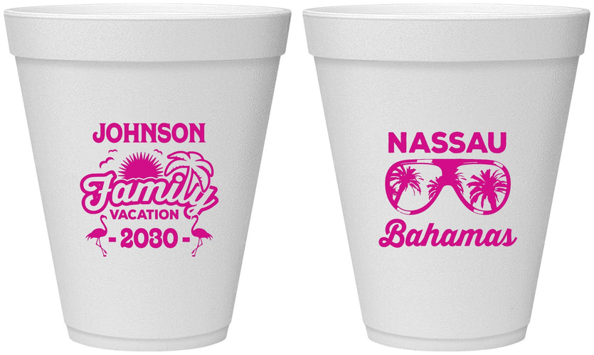 Personalized Family Vacation 12 oz Foam Cups - Bahamas | 180041