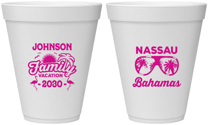 Personalized Family Vacation 12 oz Foam Cups - Bahamas | 180041