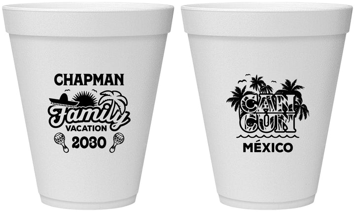 Personalized Family Vacation 12 oz Foam Cups - Cancun | 180042