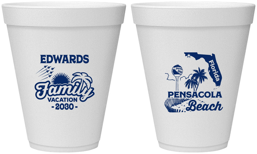 Personalized Family Vacation 12 oz Foam Cups - Florida | 180044