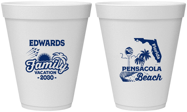 Personalized Family Vacation 12 oz Foam Cups - Florida | 180044