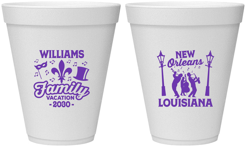 Personalized Family Vacation 12 oz Foam Cups - New Orleans | 180047