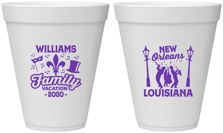 Personalized Family Vacation 12 oz Foam Cups - New Orleans | 180047