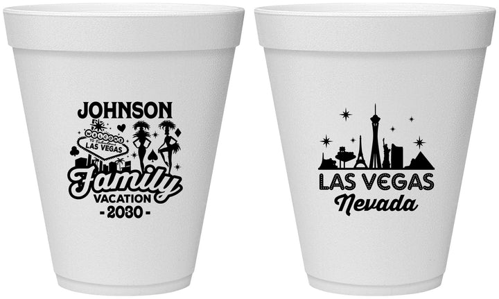 Personalized Family Vacation 12 oz Foam Cups - Las Vegas | 180048