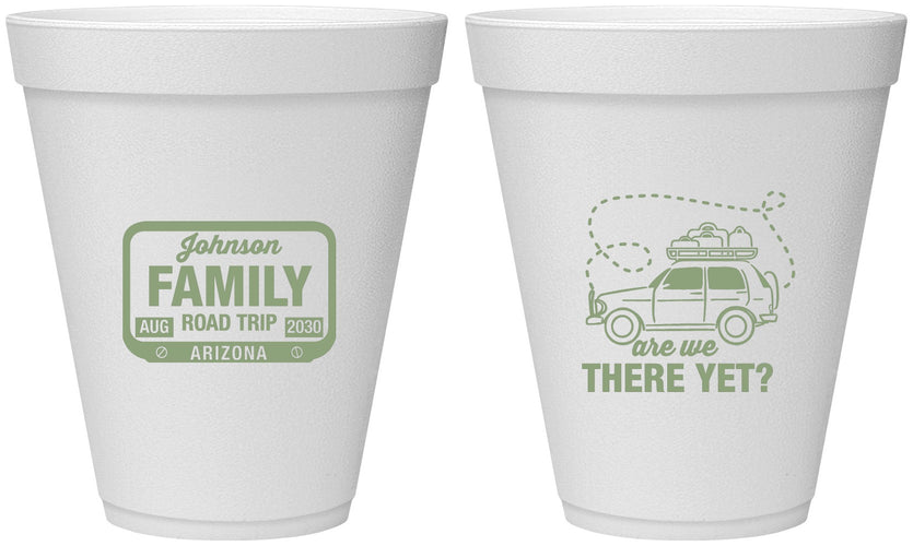 Personalized Family Vacation 12 oz Foam Cups - Road Trip Car | 180050