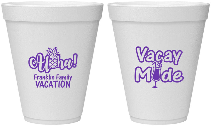 Personalized Family Vacation 12 oz Foam Cups - Hawaii | 180053