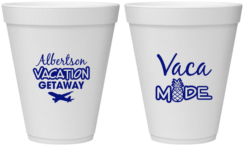 Personalized Family Vacation 12 oz Foam Cups - Vacay Vibes Trip | 180055