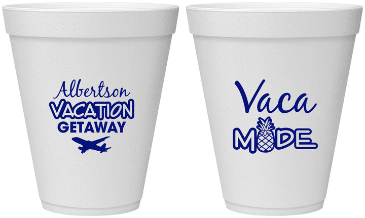 Personalized Family Vacation 12 oz Foam Cups - Vacay Vibes Trip | 180055