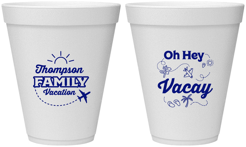 Personalized Family Vacation 12 oz Foam Cups - Beach | 180056