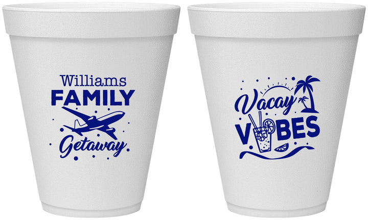 Personalized Family Vacation 12 oz Foam Cups - Life Is Good At The Beach | 180058