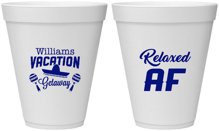Personalized Family Vacation 12 oz Foam Cups - Beach | 180059