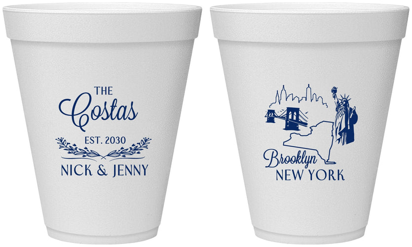 Personalized Wedding 12 oz Foam Cups - New  York | 181