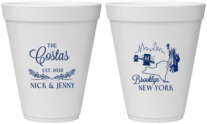 Personalized Wedding 12 oz Foam Cups - New  York | 181